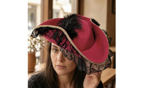 Wide Brim Pirate Hat Lace Trim Pirate Costume Hat Gold Border Dress-up Accessory