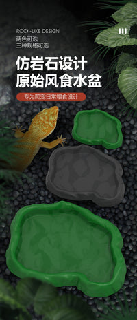 NOMOY PET Plastic Rock-Style Feeding Bowl for Reptiles