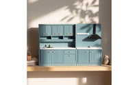 2 Pieces Dollhouse Kitchen Set with Sink Modular for Collectors, Hobbyists