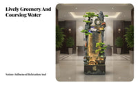 Grand Opening Gift Rockery Waterfall Fountain Chinese Design Circulating Water Landscape Ornament Soothing Sound Floor Water Fountain for Interior Designers, Meditation Practitioners, Living Room, Hotel Lobby, Restaurant, Hallway