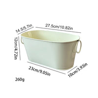 Multi-Purpose Succulent Planter Box Metal Flower Tub with Handles Oval Metal Planter for Balcony, Patio, Garden