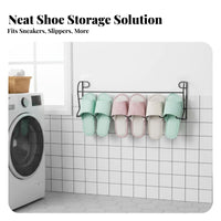 Wall Mounted Shoe Rack Space-Saving over the Door Shoe Organizer Wrought Iron Slipper Holder for Entryway, Washroom, Closet