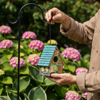 Realistic Design Resin Birdhouse Intricate Details Hanging Birdhouse Hand Painted for Courtyard, Outdoor