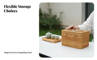 Lidded Rattan container with Handle Portable Design for Beach, recreational area, Nature Lovers