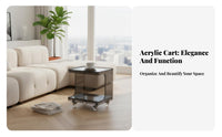 Light Luxury aesthetic Transparent Utility Trolley Spacious Tiers Multi-Tier Clear Trolley Easy Assembly Storage Cart for Interior Design aficionados, Apartment Dwellers, Living Room, Bedroom, Small Spaces, Bathroom