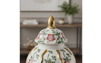 Porcelain Vase Floral Pattern Lidded Display Jar Decorative Lid Home Decor