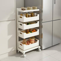 Rolling Storage Cart Sturdy Steel Frame Fruit and Vegetable Storage Rack Heavy Duty Multi-Tier Vegetable Rack for Pantry, Office