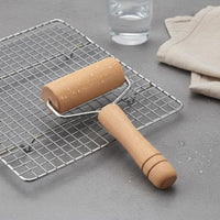 Comfortable Grip Dumpling Skin Roller Long-Lasting Construction T-Handle Stainless Steel Roller Food-Safe Materials Wooden Rolling Pin with Handles Even Surface for Bakers, Home Cooks