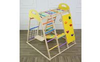 Sturdy Toddler Climbing Gym Colorful Wooden Climbing Frame Handholds Indoor Adventure Gym Playset Movement Skill Development