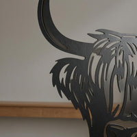 Scottish Cattle Silhouette Metal Art Farmhouse Shaggy Cow Wall Decoration Lightweight
