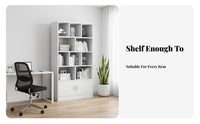 Minimalist design Multi-Compartment Floor Shelf with Doors Includes Door Compartments Multi-Tier Cabinet with Doors complimentarystanding shelf unit for Apartment Dwellers, Homeowners, Office Workers, Study Room, Bedroom, Entrypath