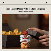 Lion Dance Table Ornament, traditional style, resin craft, creative birthday gift, office, home