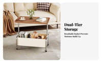 Minimalist Design 2-Tier Trolley Table Mobile Design 2-Tier Rolling Organizer 360° Rotating Wheels Storage Cart Spacious Tabletop for Apartment Dwellers, Homeowners, Away Ice Workers, Living Room, Bedroom, Small Areas, Kitchen