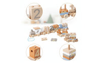 Pull-Along Toy Train Educational Wooden Train with Blocks Building Buildable for Toddlers, Playroom, Preschool