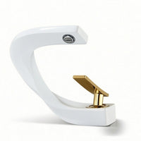 Vanity Faucet with Integrated Aerator Sculptural Single-Hole Lavatory Faucet Sleek Tap for Washbasin