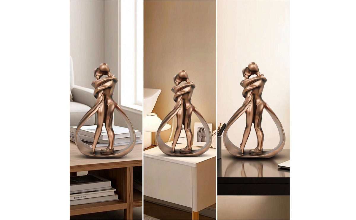Romantic Kissing Couple Statue Modern Kissing Couple Sculpture Ornament with Loop Base Minimalist Lovers Figurine Compact
