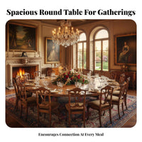 Heavy Duty Large Round Dining Table Easy to Clean Solid Wood Tabletop Water Resistant Carbonized Fir Wood Table for Restaurant Owners, Event Planners, Restaurants, Banquet Halls, Canteens, Kitchen