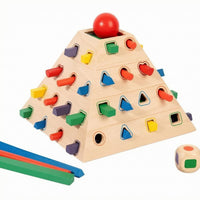 Wooden Pyramid Sorter Early Learning Wooden Shape Sorter Hands-Three-Function in 1 Sorting Toy for Young Children, Children