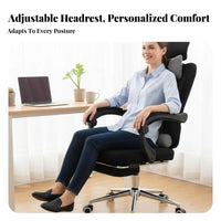 Height Adjustable High-Back Recliner with Footrest Reclining Function Ergonomic Recliner with Footrest Effortless Rolling Wheels Desk Chair 160-Degree Recline for Telecommuting Workers, Students, Gamers, Restping, Relaxing, Studying, Study Room