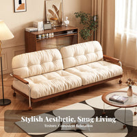 Curved Three-Seater Sofa billowyLike Design Upholstered 3-Seater French Retro aesthetic Living Room Seating for Young Adults, study corner corner, Bedroom, Office