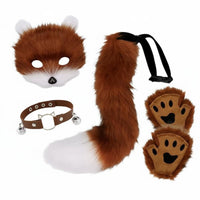 Paw Glove Face Covering Set Halloween Canine Tail Face Covering Set Cosplay Furry Animal Outfit Accessories for Women, Dress-up Party