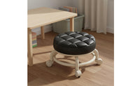 Low Round Stool with Wheels Multifunctional Low Round Rolling Stool Padded Creeper Seat Easy to Install Small Footstool