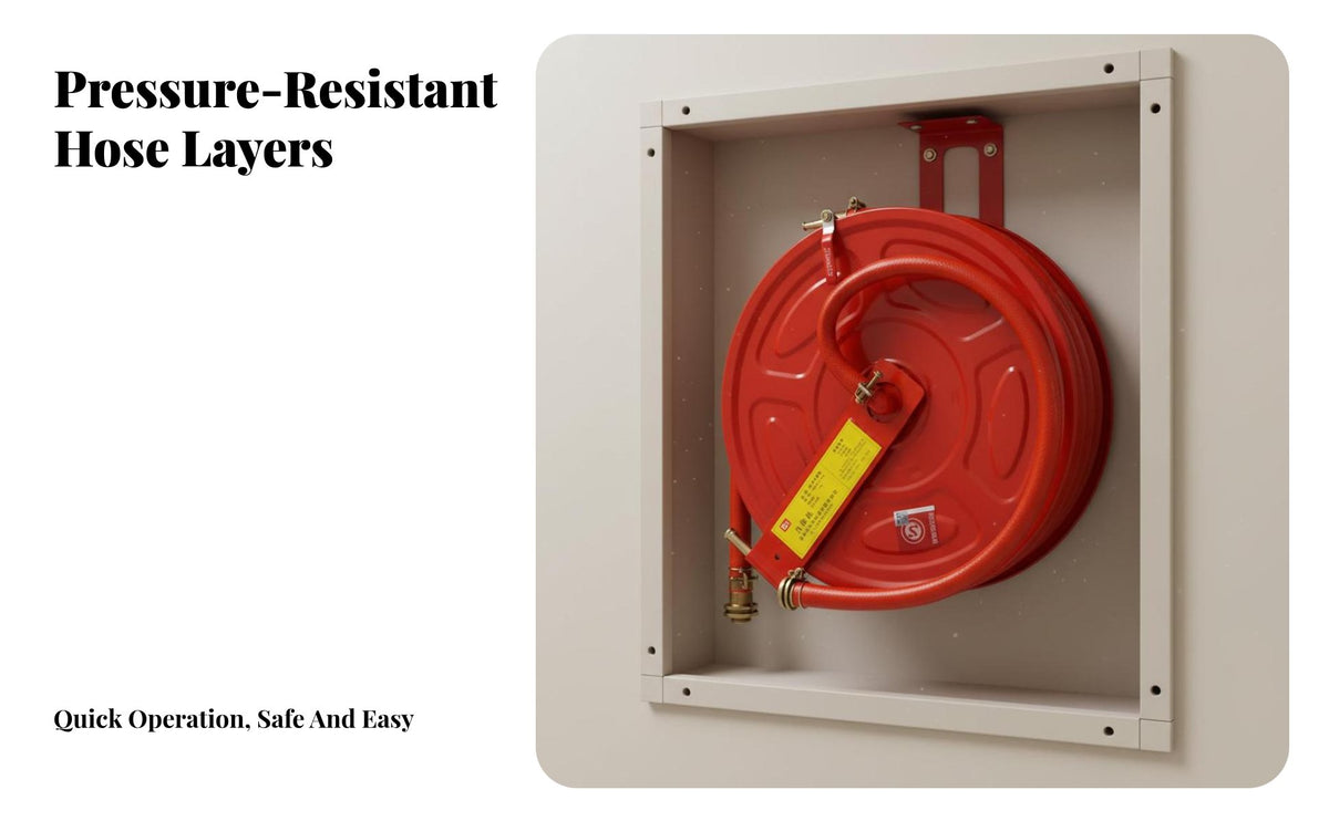Brass Nozzle Fire Hose Reel High Pressure Resistant Fire Hose Reel Set Leak-Proof Design Firefighting Tool for Homeowners, Building Managers, Property Owners, Residential Buildings, Warehouses, Shopping Malls, Parking Garages
