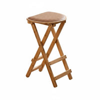 Foldable Design Backless Cross-Frame Stool Installation-without Rattan Top Folding Stool No Assembly Required Portable Seat Padded Cushion for Homeowners, Event Hosts, Home Bar, Camping, Outdoor, Indoor Use
