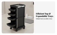 Hairstylist Tool Cart Pull-Extendable Drawers Hair Stylist Rolling Station Rolling Salon Trolley Multipurpose Cosmetic Equipment