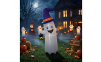 Inflatable Inflatable Ghost with Witch Hat Outdoor Inflatable Ghost Cute Yard Decoration Lighted for Families, Homeowners, Lawn, Garden