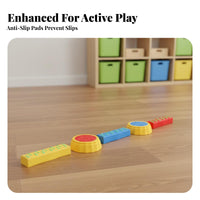 Stepping Stone and Balance Beam Set Textured Surface Kids Balance Set Anti-Slip Base Sensory Integration Stumps for Young Children
