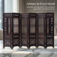 Rosewood Miniature Folding Screen, Wooden Folding Screen Divider Table Ornament, Chinese Traditional Mini Folding Screen Decorative