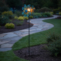 Weather Resistant Solar Peacock Wind Rotator Easy Installation Peacock Feather Lawn Ornament Auto On/deactivate Metal Kinetic Garden Stake for Yard, Patio