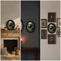 Oval Picture Frame Black Picture Frame with Insert Wooden for Halloween, Creepy Dwelling