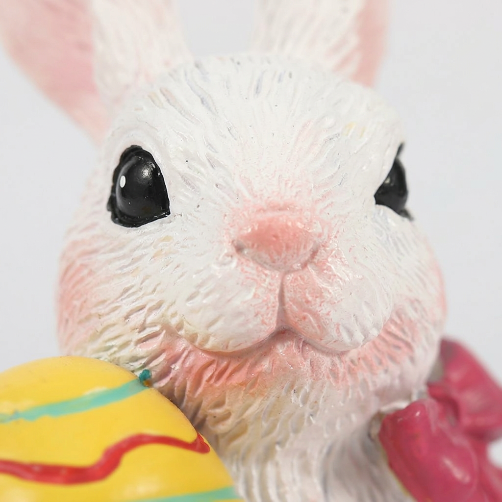Easter Bunny Resin Statue, Cartoon Easter Bunny Figurines for Home Decor, Festive Bunny Statue Set, Bunny Figurines Holding Egg