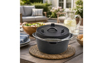 Dutch Oven with Bail Handle Campfire Pre Seasoned Iron Cooking Vessel with Lid Pre Seasoned Cooking Pot for Campers, Camping