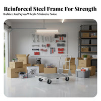 Foldable Base Cart High Load Capacity Steel Push Cart Sturdy Construction Flatbed Hand Truck for Movers, Office Workshop, Stockroom, Garage