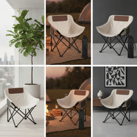 Foldable Moon Chair with Side Pocket Portable Camping Moon Chair Long-Lasting Furniture Sturdy for Fishing