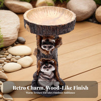 Raccoon Bird Bath Antique Design Resin Animal Sculpture Birdbath Weather-Resistant Resin Raccoon Statue for Gardeners, Yard, Patio