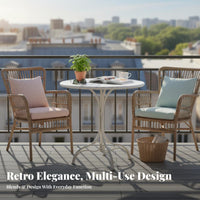 Multi-Purpose White Pedestal End Table Sturdy Construction Round Pedestal Table Stable Base Household Furniture Classic Charm for Cafe Owners, Interior Decorators, Apartment Dwellers, Balcony, Living Room, Entryway, Bedroom