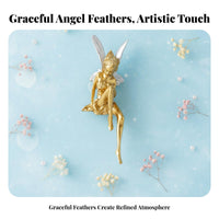 Whimsical Charm Angel Feather Figurine Elegant Design Winged Angel Figurine Intricate Details for Office, Desktop, Bookshelf