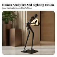 Artistic Design Abstract Person Floor Lamp Stable Base Resin Art Ornament Humanoid Figure Statue for Interior Designers, Hotel Managers, Homeowners, Exhibition Hall, Showroom, Living Room