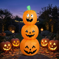 Inflatable Pumpkin Stack Freestanding Jack-O'-Lantern Yard Decoration Pumpkin Stack Eye-Catching Stacked Pumpkins Lightweight