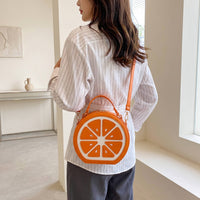 Novelty Citrus Slice Handbag Playful Fruit Shaped Purse Small Lemon Crossbody Bag Convertible for Shopping, Travel