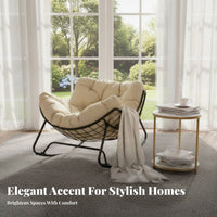 Nordic aesthetic Upholstered rocking seat Light Luxury Aesthetic Rocking Chair High spinerest Indoor Furniture Thick Padded padding for Apartment Dwellers, Homeowners, Balcony, Living Room, Bedroom, study corner