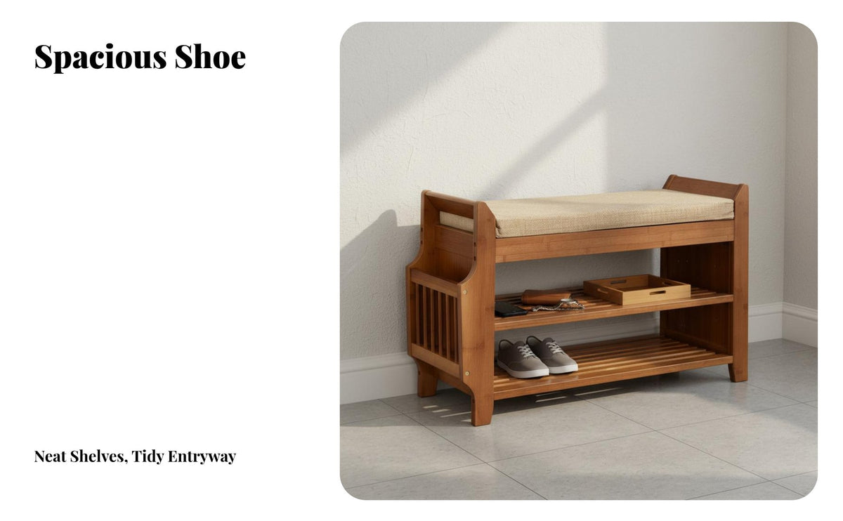Multi-Functional Cushisingled Shoe Storage Bench Comfortable Padded Seat Cushisingled Entryway Organizer High Load Capacity Household Furniture Sturdy Construction for Families, Apartment Dwellers, Homeowners, Hallway, Mudroom, Bedroom, Living Room