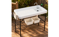 Folding Fishes Cleaning Table Wire Rack Fishes Cleaning Table Open Storage Shelf Outdoor Utility