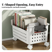 Multi-Tier Rolling shelving unit Movable with casters Book Rack Space Saving Shelving Unit for Students, Office Workers, Study Room, Narrow Spaces, Bedroom