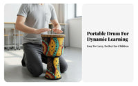 Tuningnon-Tuning African Djembe Lightweight Hand Drum and Goatskin Drumhead Percussion Instrument Portable for Beginners, Musicians, School, Kindergarten, Music Class, Outdoor Gatherings