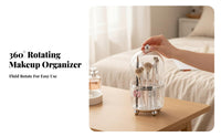 360-Degree Rotation Rotating Brush Cylinder with Lid particleresistant Rotating Makeup Brush rotating organizer particleresistant Cosmetic Organizer Lidded Design for cosmetic lovers, Women, Teens, Dressing Table, vanity, Bedroom, Bathroom Counter